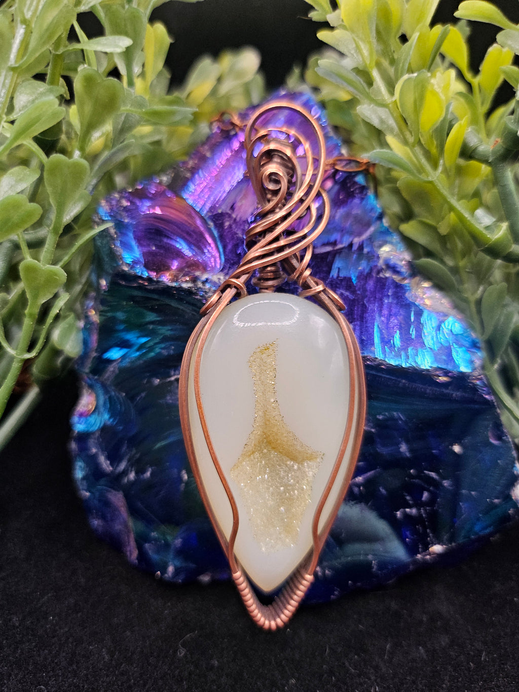 Lemon Quartz Druzy Pendant