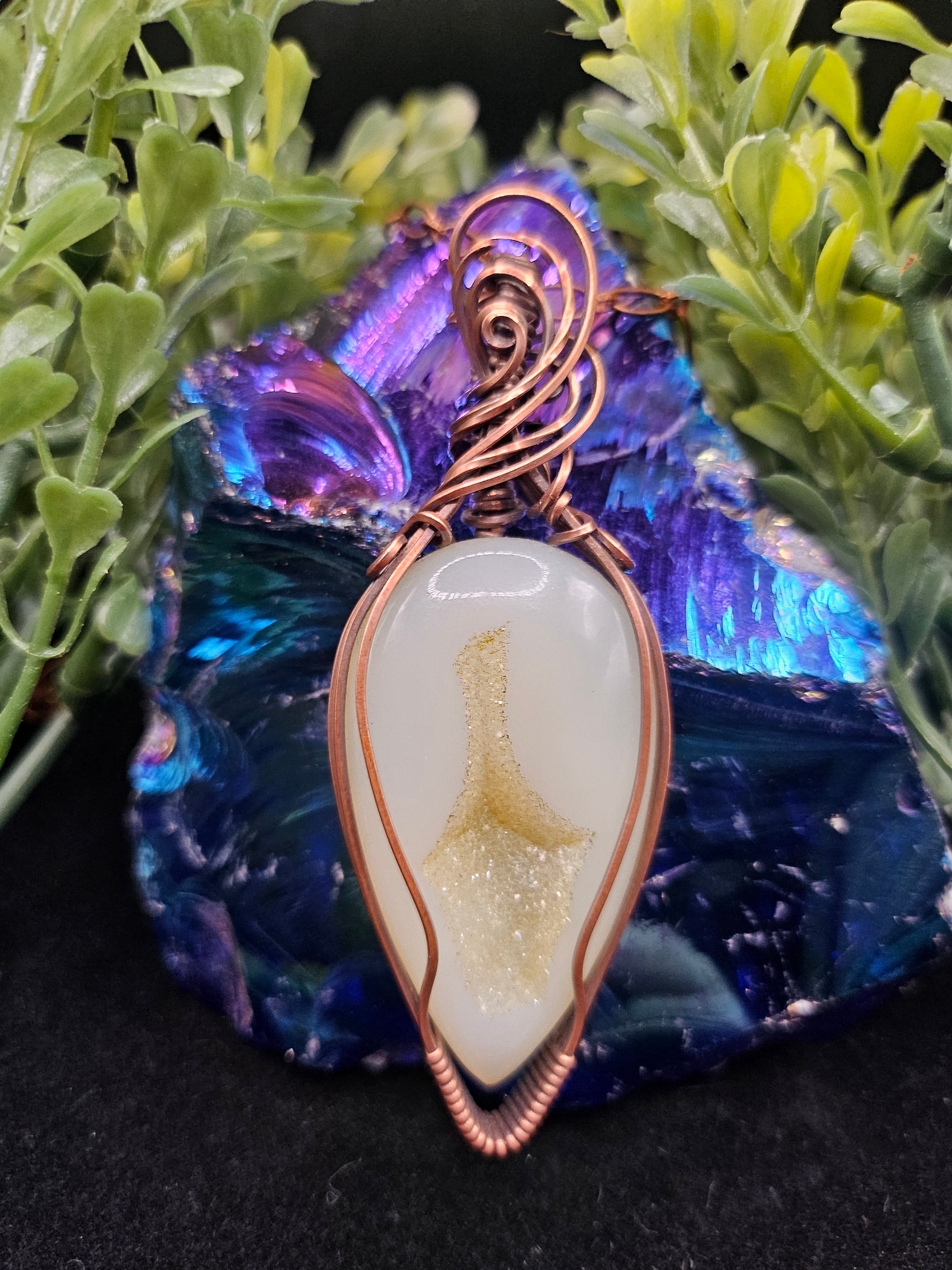Lemon Quartz Druzy Pendant