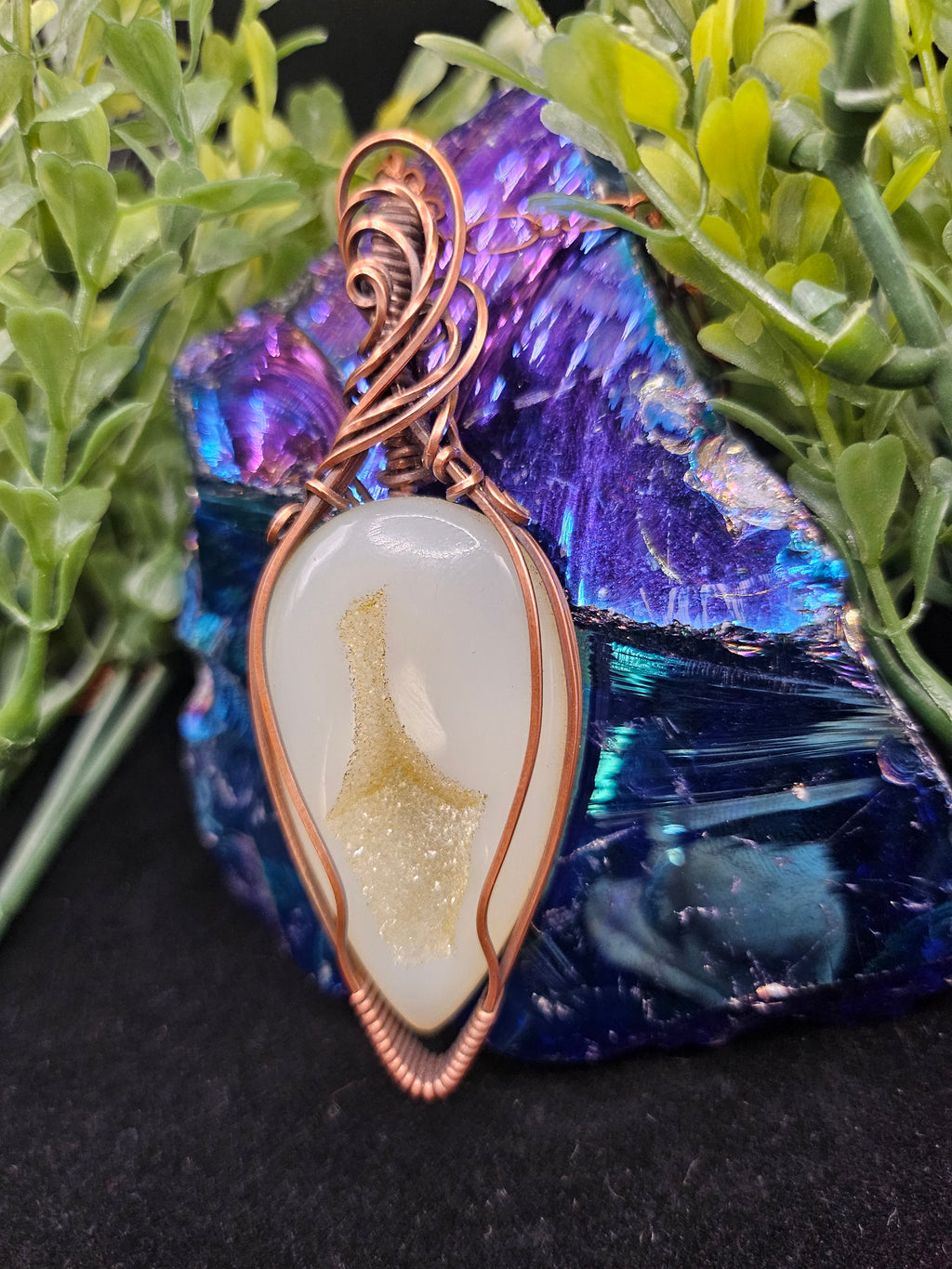Lemon Quartz Druzy Pendant