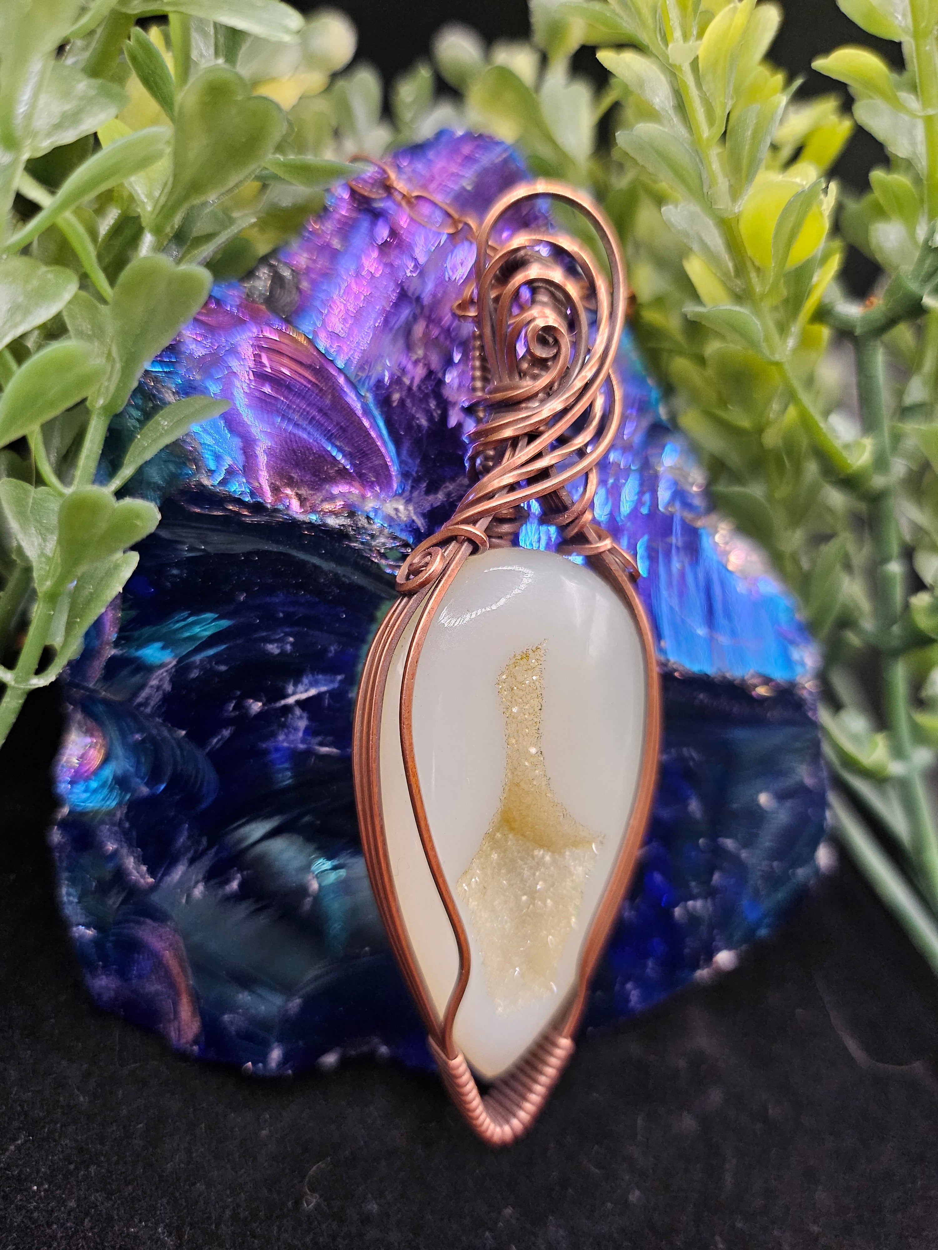 Lemon Quartz Druzy Pendant