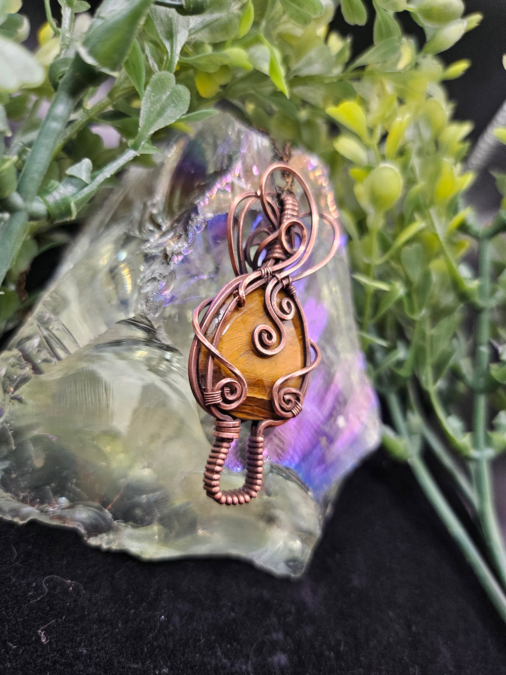 Faceted Double-sided Tigers Eye Mushroom