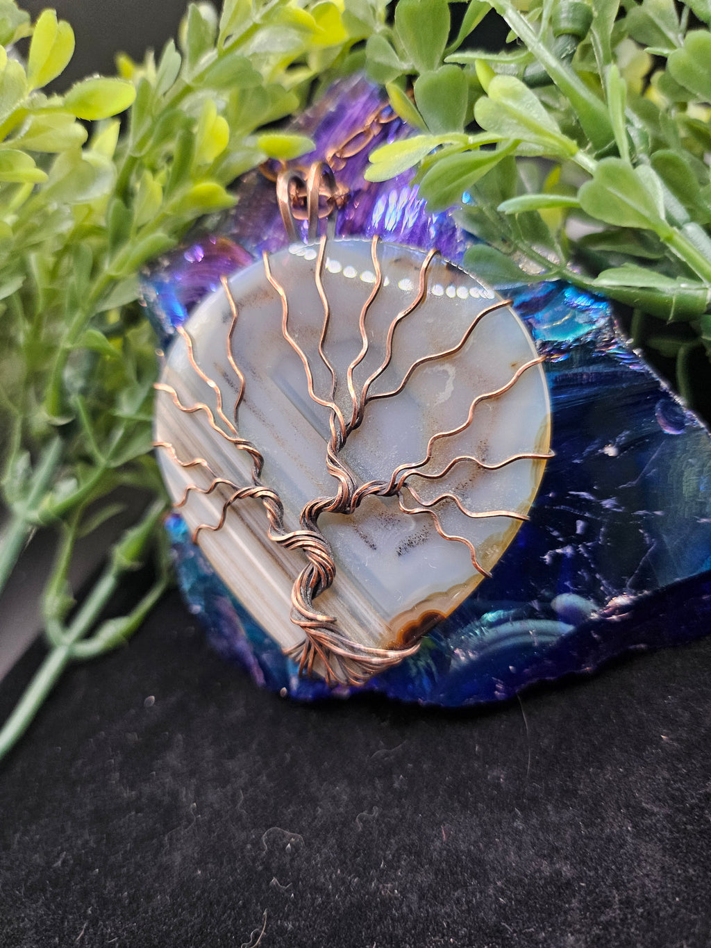 Oriental Agate Tree of Life Pendant