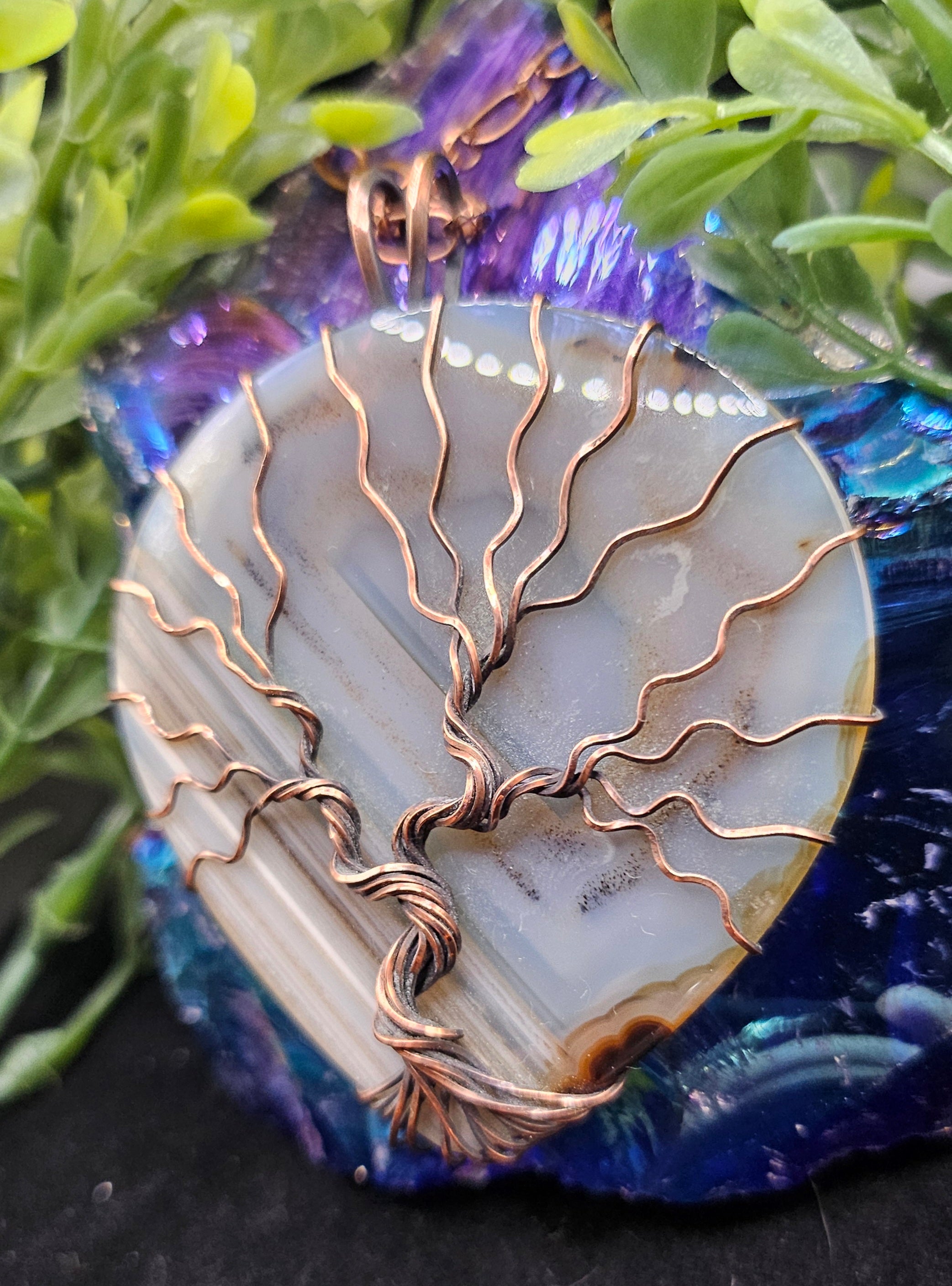 Oriental Agate Tree of Life Pendant