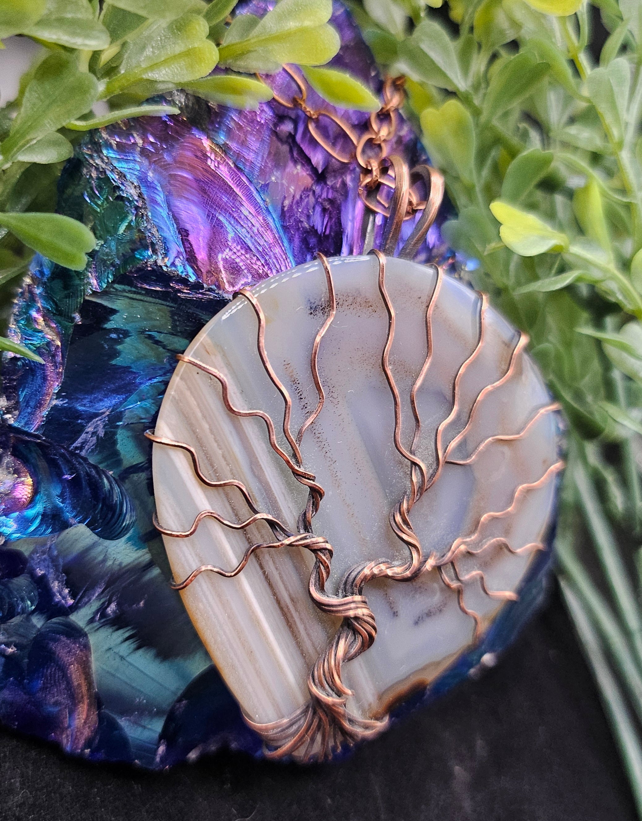 Oriental Agate Tree of Life Pendant