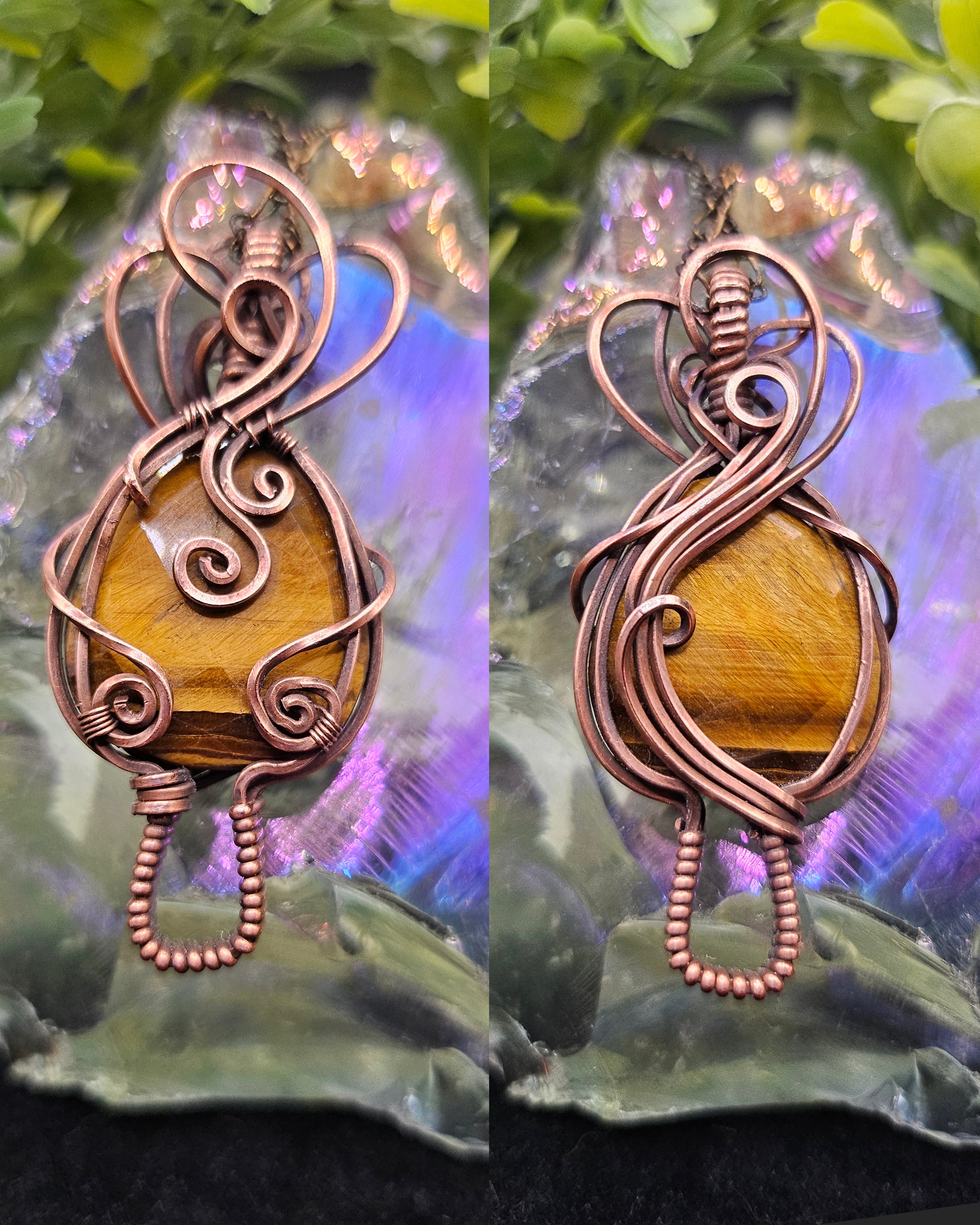 Faceted Double-sided Tigers Eye Mushroom