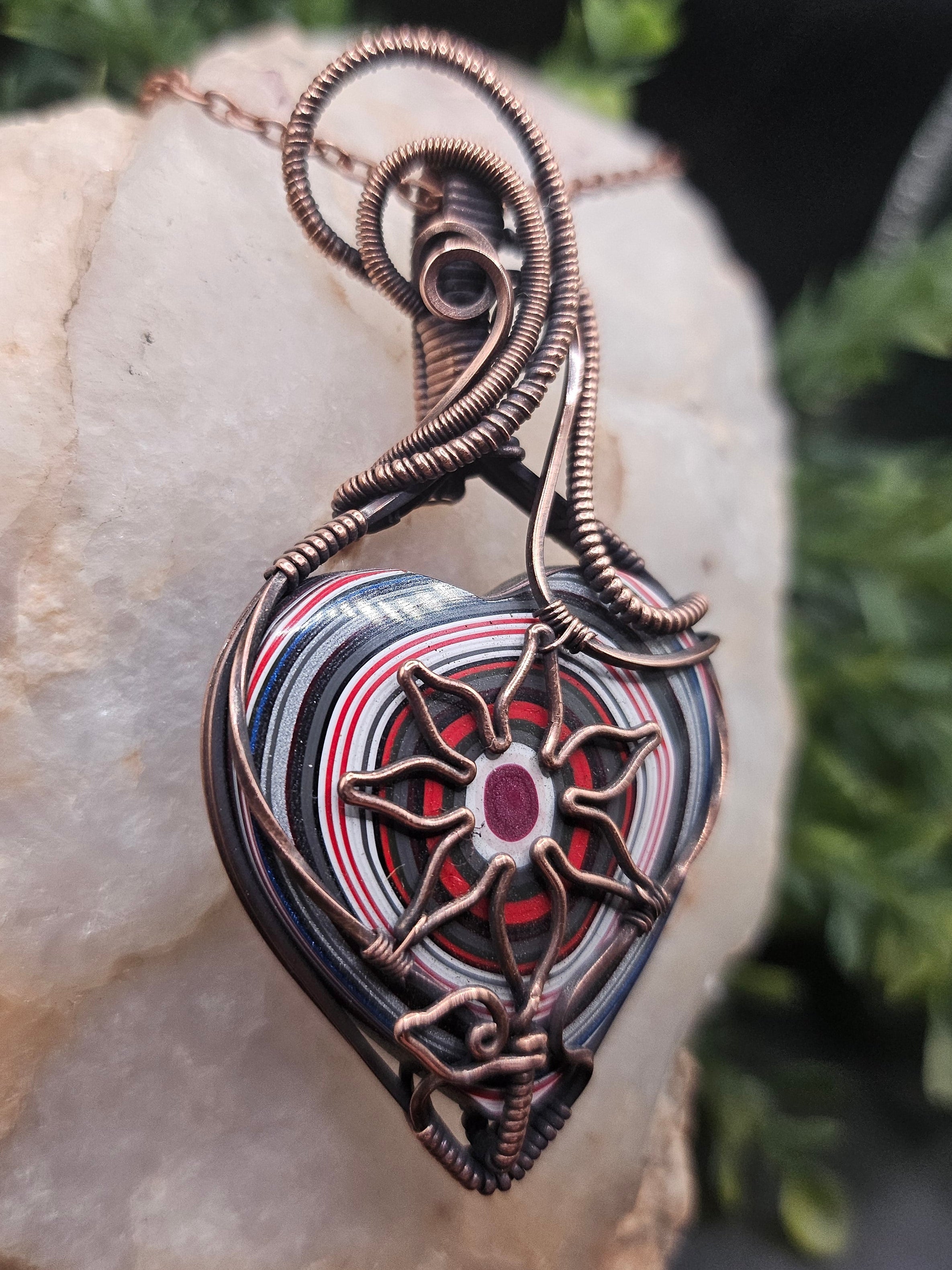 Fordite Flower Pendant