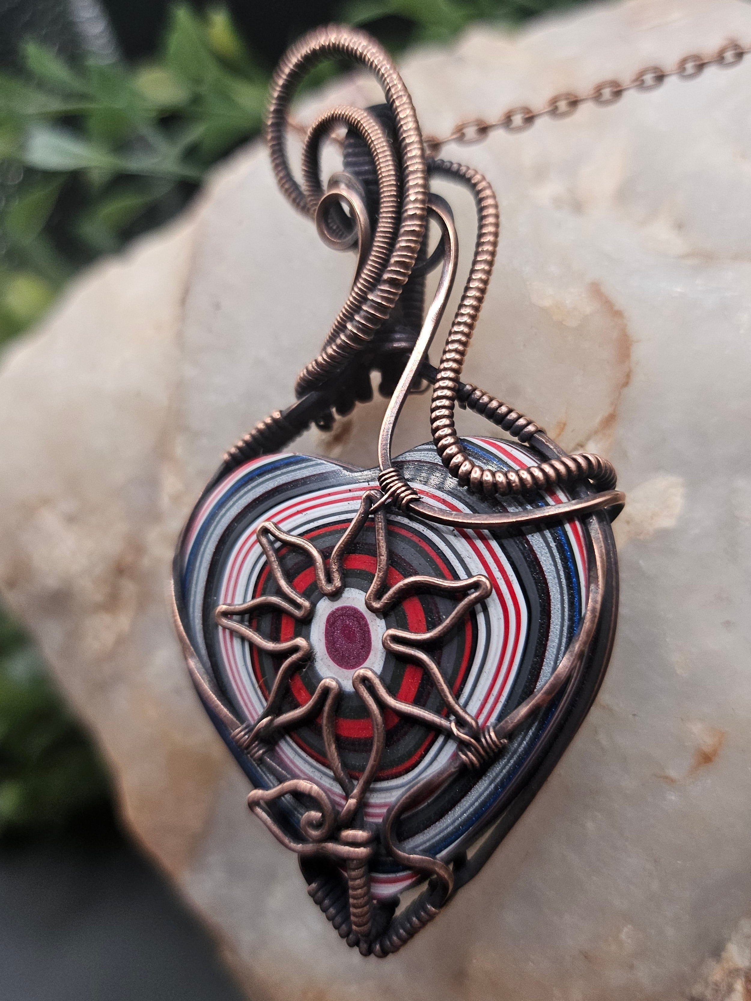 Fordite Flower Pendant