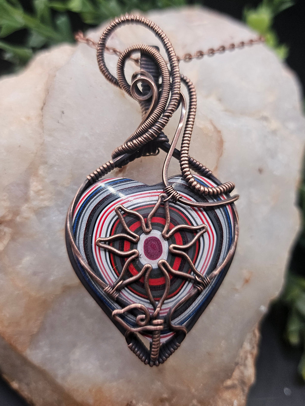 Fordite Flower Pendant