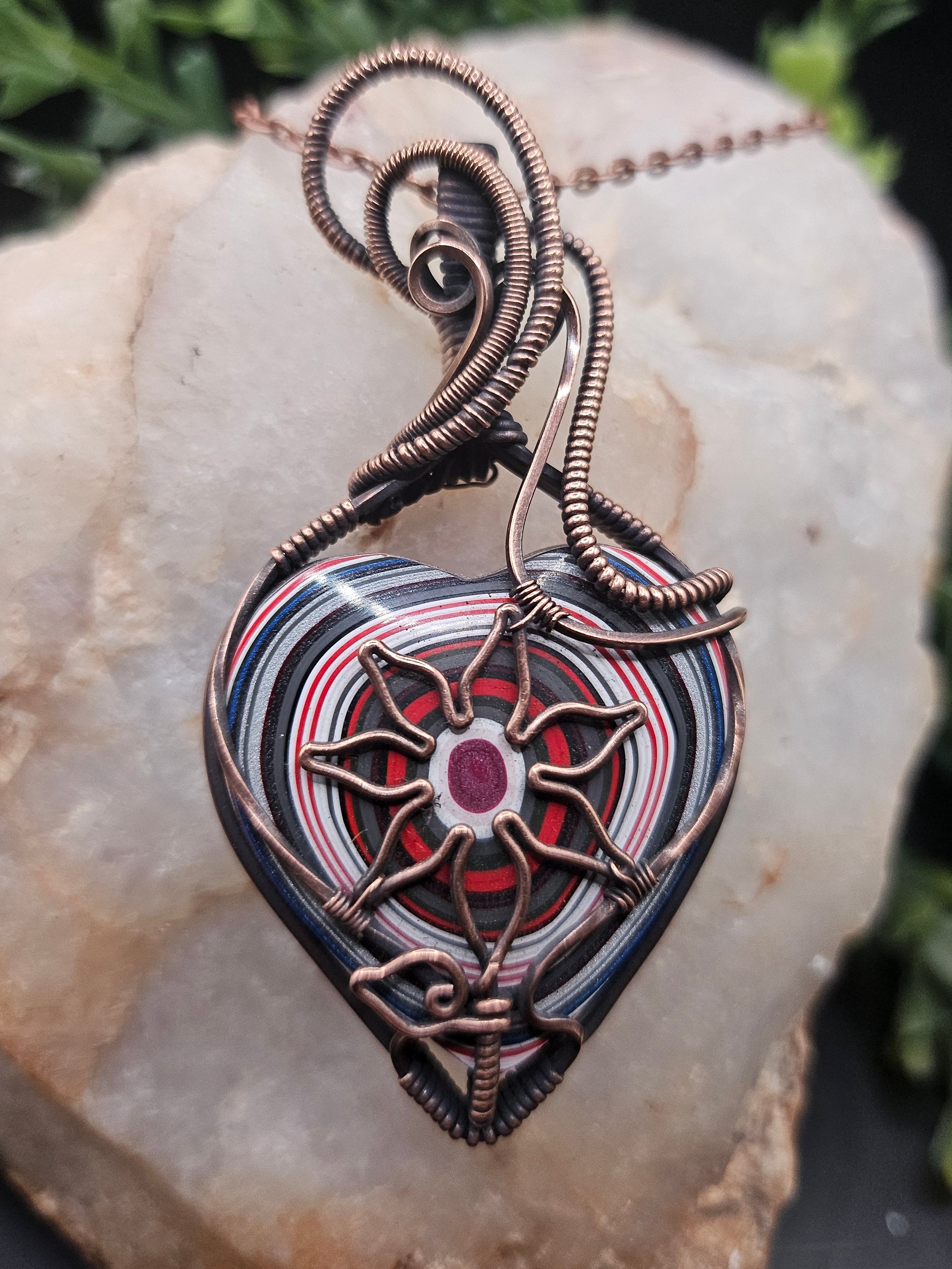 Fordite Flower Pendant